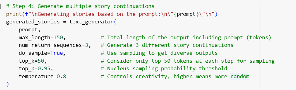 step 4 generate multiple story