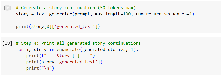 Generate a story using hugging face transformers